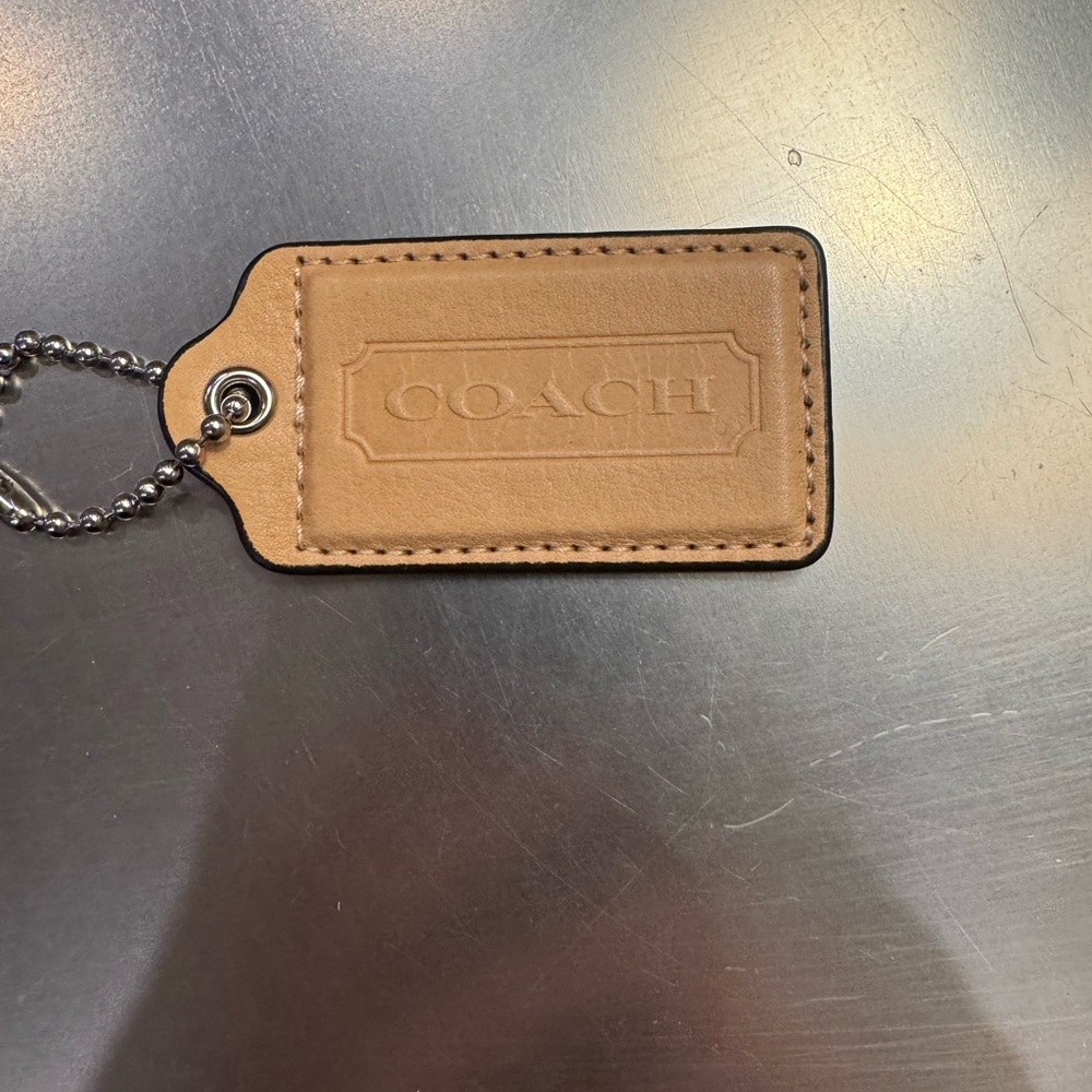 Coach - Large Light Tan Smooth Leather Hangtag - 3” in length